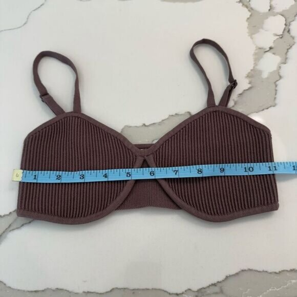 Womens Ribbed Brown Bralette - Picture 3 of 4